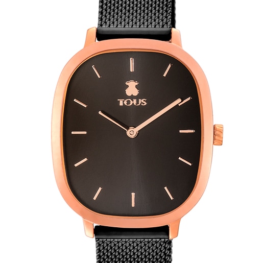 Reloj analógico Heritage de acero IP rosado/IP negro