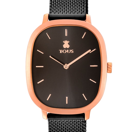 Reloj analógico Heritage de acero IP rosado/IP negro