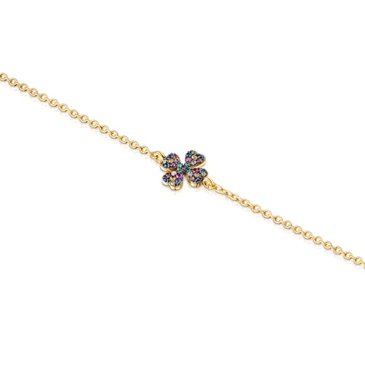 Silver Vermeil TOUS Good Vibes clover Bracelet with Gemstones