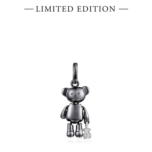 Small Titanium Teddy Bear Pendant with Diamonds – Limited Edition