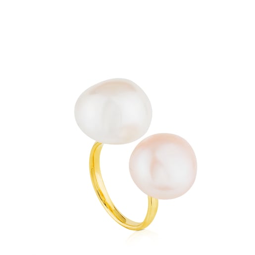 Gold TOUS Pearl Ring with Pearl