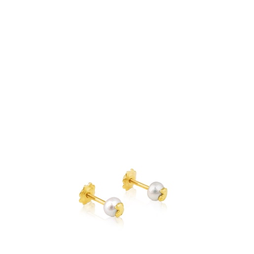 Gold Baby TOUS Earrings with Pearl