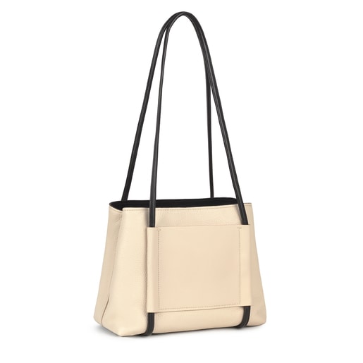 Large beige Leather TOUS Empire City bag