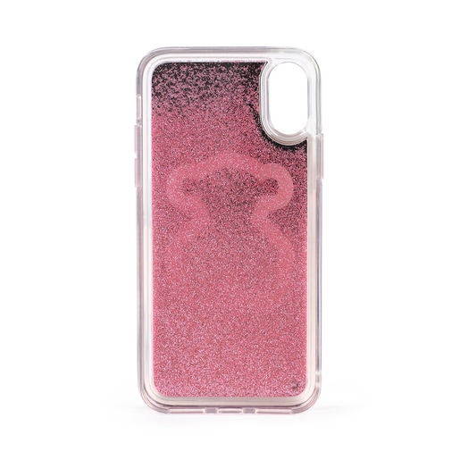 X/XS pink Delrey Glitter Mirror Bear Cellphone cover