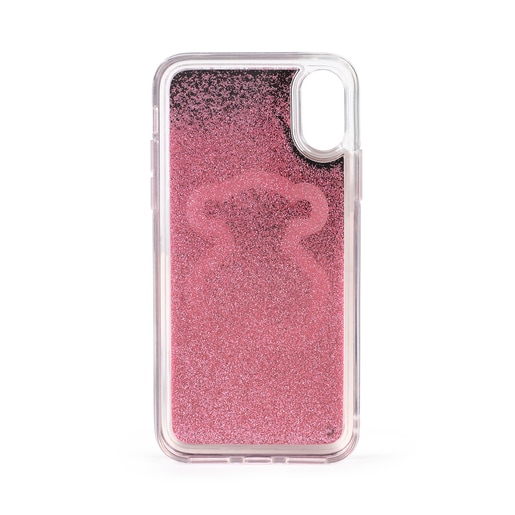 Capa para telemóvel Delrey X-XS Glitter Mirror Bear cor-de-rosa