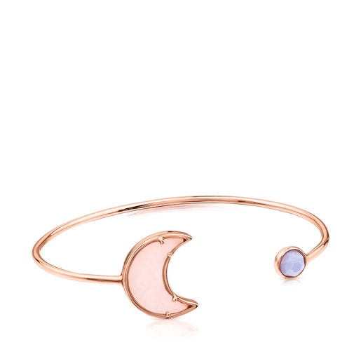 Pink Vermeil Silver Eugenia By TOUS Lune Chérie Cuff with Chalcedony and Quartz