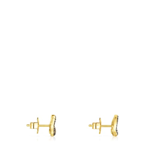 Small Silver Vermeil Nenufar Earrings with Diamonds