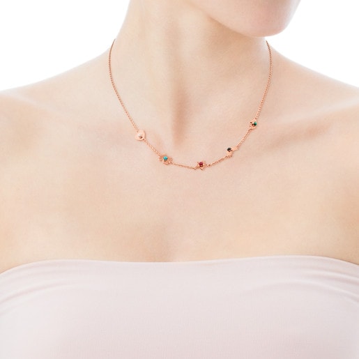 Rose Vermeil Silver Super Power Necklace with Gemstones