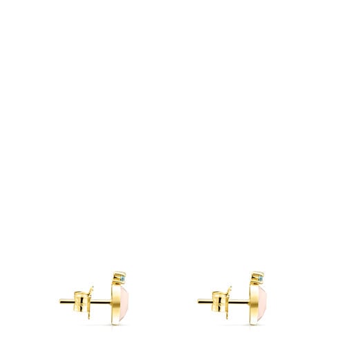 Gold TOUS Color Earrings with Opal and Topaz