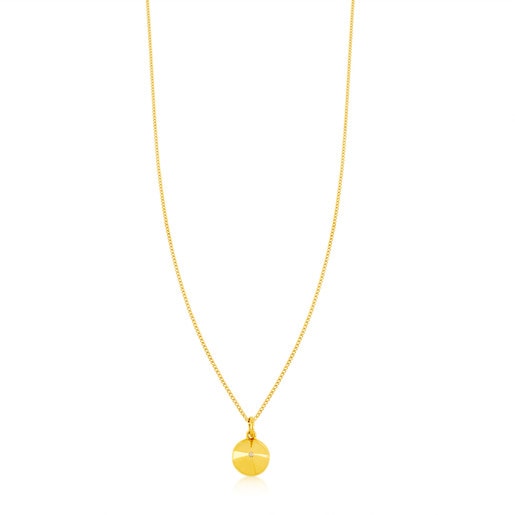 Gold Tack Necklace with Diamond