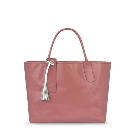 Τσάντα Tote Francine Crack από Δέρμα σε ροζ αντικέ χρώμα