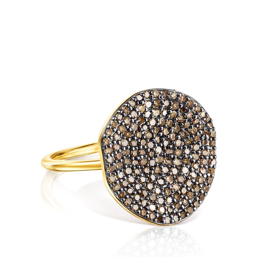 Large Silver Vermeil Nenufar Ring with Diamonds | TOUS