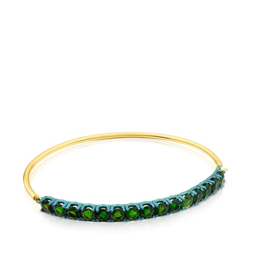 ATELIER Bracciale in titanio con oro e diopside