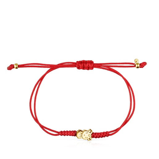Chinese Horoscope Goat Bracelet in Gold and Red Cord