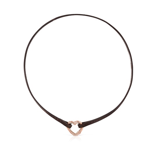 Hold Bracelet - Necklace Set in Rose Silver Vermeil and Leather | TOUS