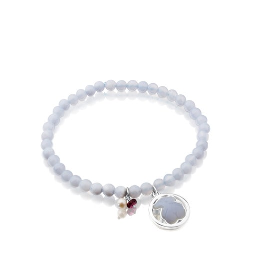 Silver Camille Bracelet with Chalcedony, Ruby and Pearl