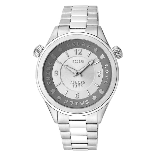 Steel Tender Time Watch with rotating bevel | TOUS