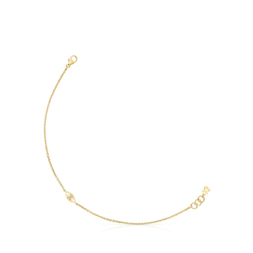 Gold TOUS Good Vibes eye Bracelet with Diamonds | TOUS