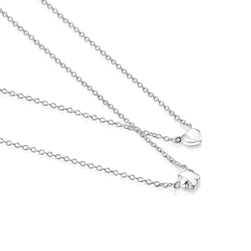 Silver Mini Icons flower-heart Necklaces set | TOUS