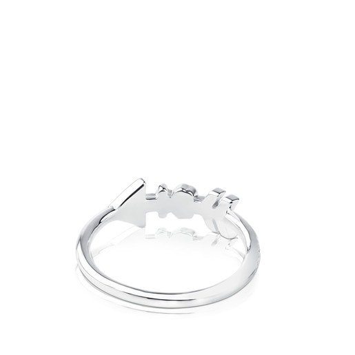 Silver TOUS Follow Ring with Bear and Arrow motif