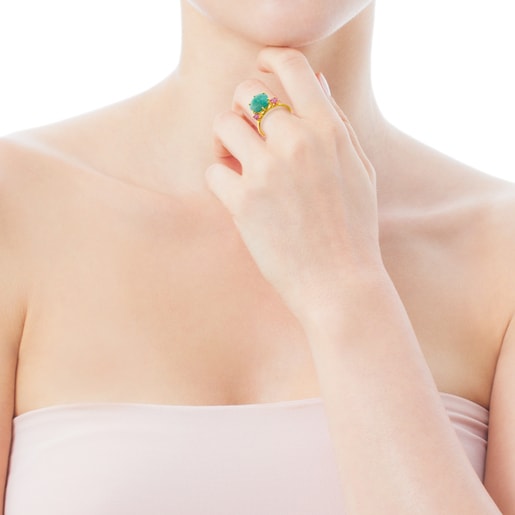Ivette Ring in Gold with Amazonite and Ruby