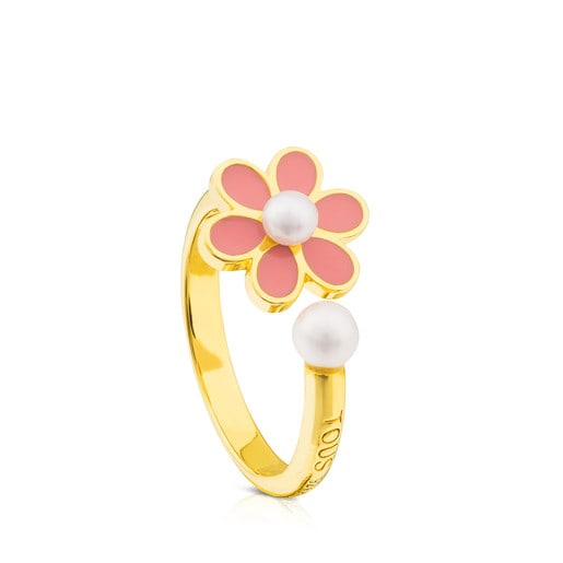 Vermeil Silver Happy Moments Ring with Pearl and Enamel