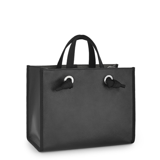 Medium Metallic Black Amaya Shopping Bag