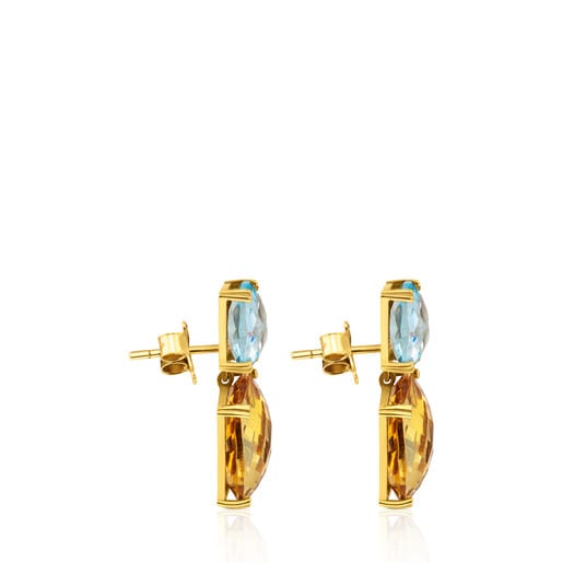 ATELIER Color Earrings in Gold with blue Topaz and Citrine