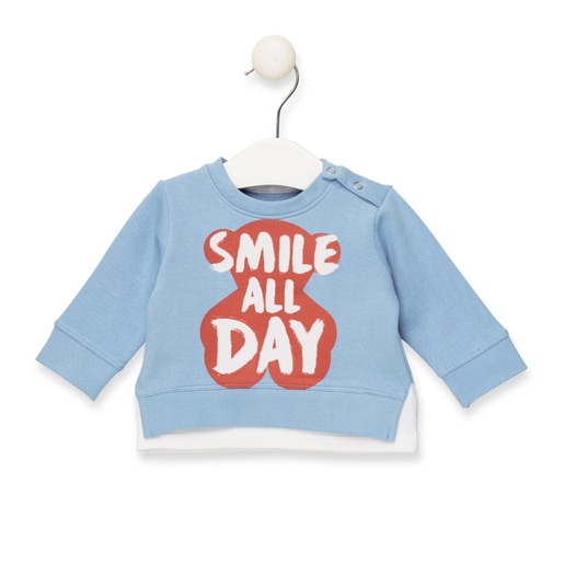 Sweatshirt "Smile all day" Azul celeste