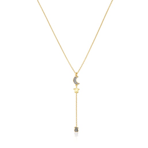 Collar con baño de oro 18 kt sobre plata y motivos de diamantes Nocturne