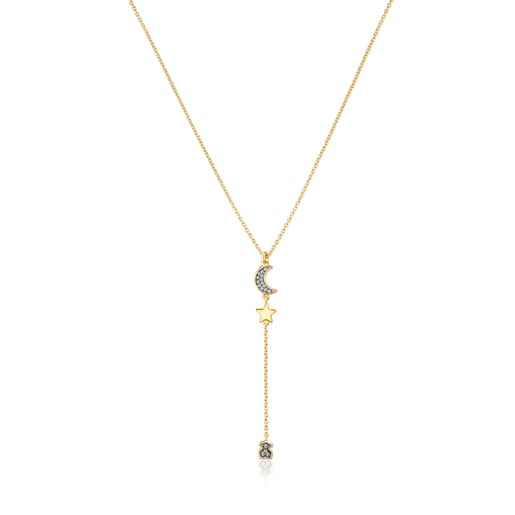 Silver Vermeil Nocturne Necklace with Diamond charms | TOUS