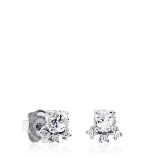 White Gold with Diamonds and Topaz Eklat Earrings