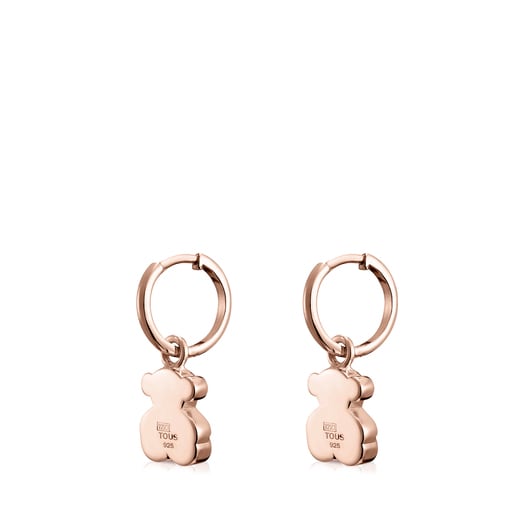 Aros cortos Sweet Dolls oso con baño de oro rosa 18 kt sobre plata