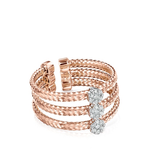 Light triple ring in Rose Gold with Diamonds