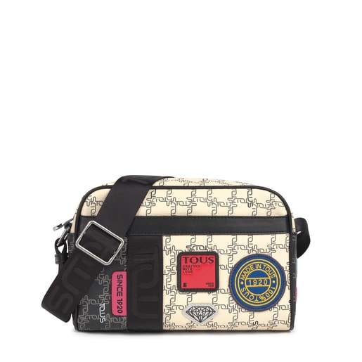 Medium black and beige TOUS Logogram Patch Crossbody bag | TOUS