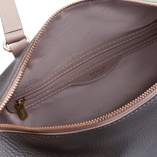 Τσάντα τύπου μπόουλινγκ Arisa από Δέρμα σε χρώμα γκρι-μπεζ