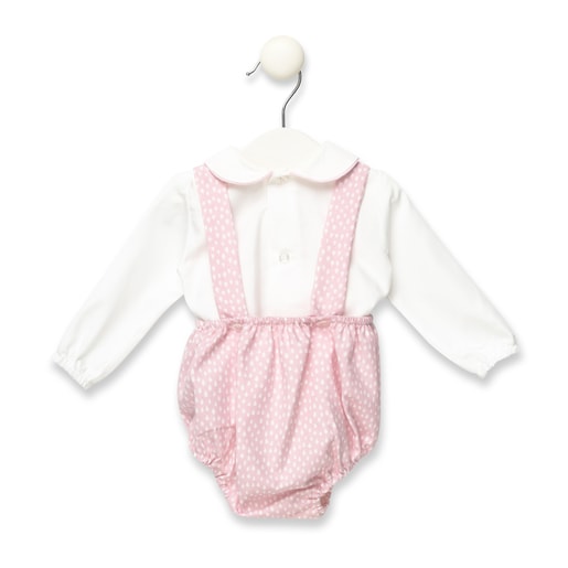 Drip shirt and rompers set in Pink