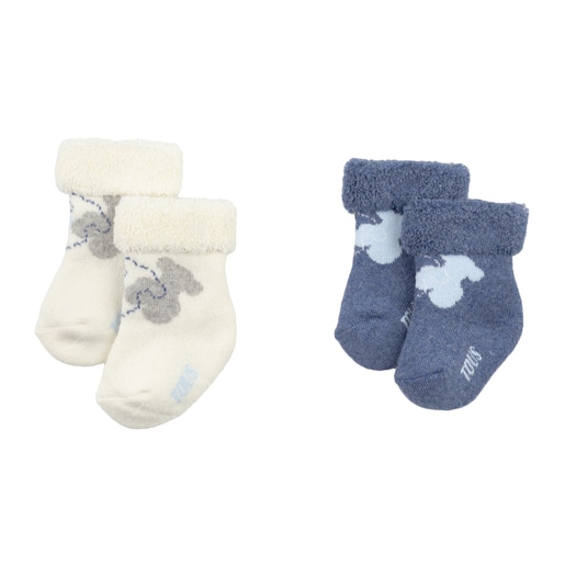 Set of Sweet Socks bear socks in Sky Blue/White