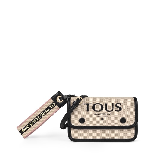 Beige and black Audree T Cotton shoulder bag