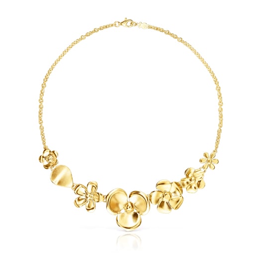 Silver Vermeil Fragile Nature flowers Necklace | TOUS