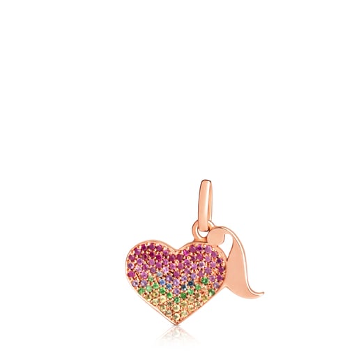 Rose Vermeil Silver LVR Heart Pendant with Gemstones
