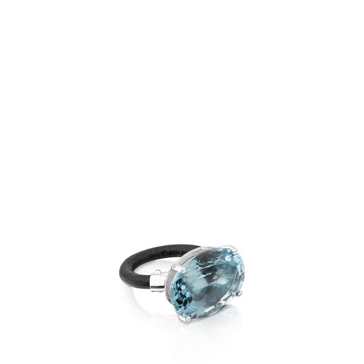 Silver Cocktail Ring with blue Quartz