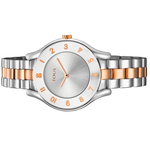 Rellotge analògic Errold bicolor d'acer/IP rosat
