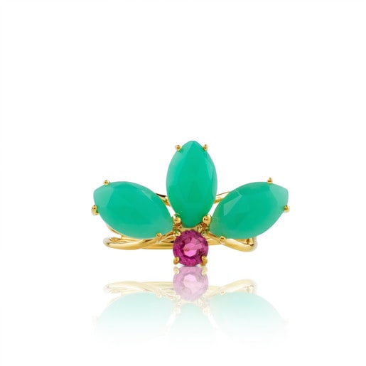 Gold Beach Ring with Chrysoprase