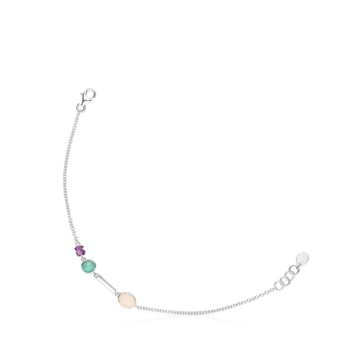 Bracciale in argento e pietre preziose dai colori freddi