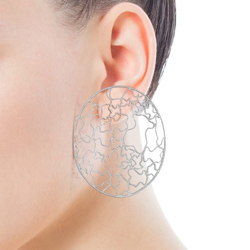 Aretes Artesanías de Colombia disco de Plata