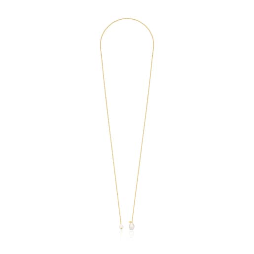 Silver Vermeil Gloss open Necklace with Pearls