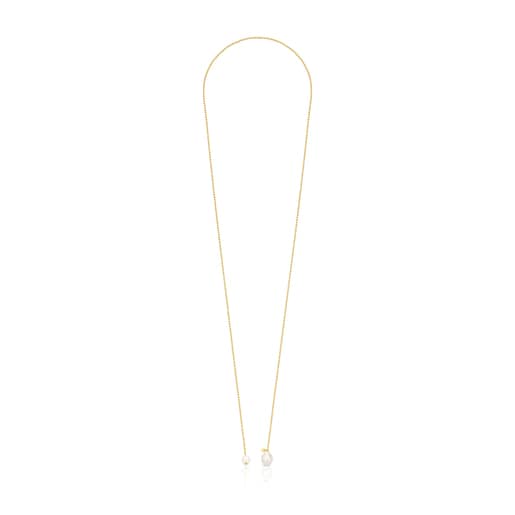 Collar abierto Gloss con baño de oro 18 kt sobre plata y perlas