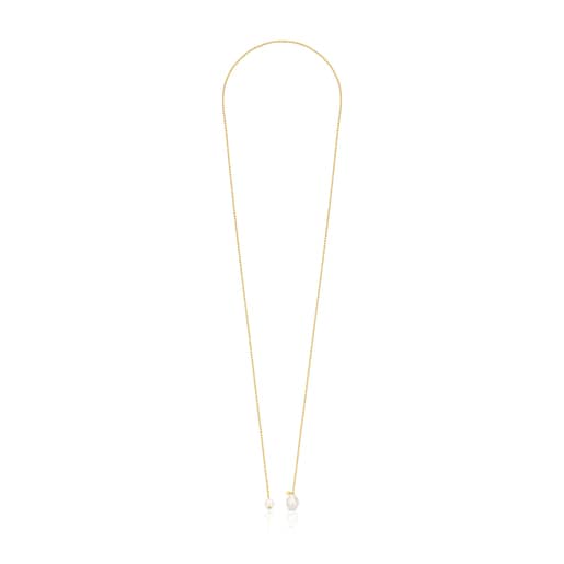 Silver Vermeil Gloss open Necklace with Pearls | TOUS