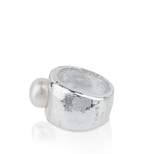 Stříbrný prsten TOUS Duna s perlou